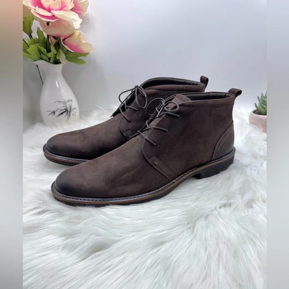 ECCO Men’s Brown Leather Chukka Boots – Lace-Up Ankle Boots Size 44 (US 10-10.5) - Picture 9 of 9